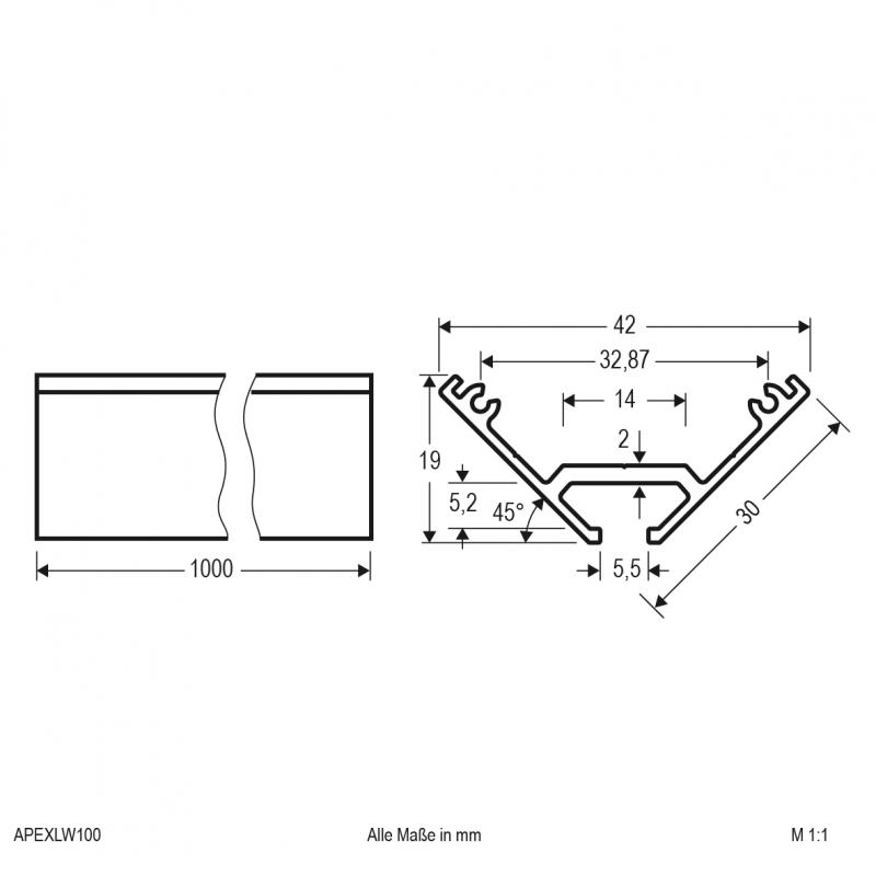 EVN Aluminium Eck-Profil für LED-Strips APEXLW100