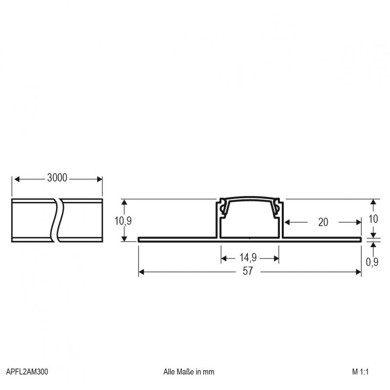EVN Fliesenprofil inkl. Abdeckung für LED-Stripes APFL2AM300