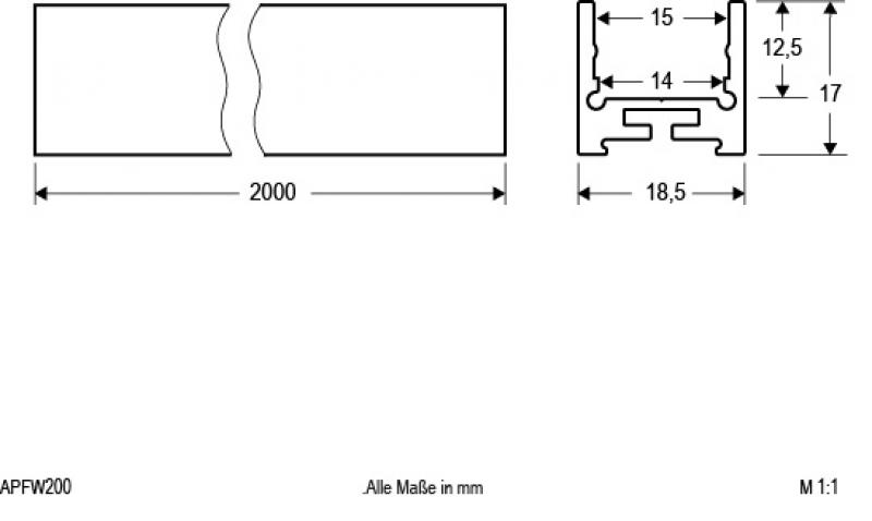 EVN Aluminium U-Profil (flach) für LED-Strips APFW200