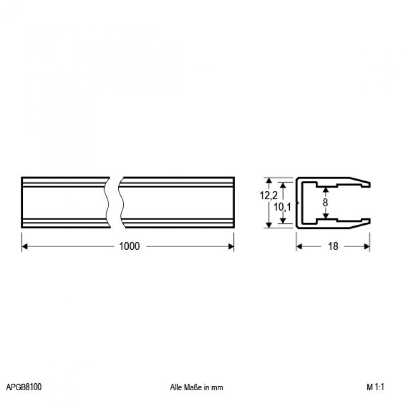EVN Aluminium Glasboden-Profil für LED-Strips APGB8100