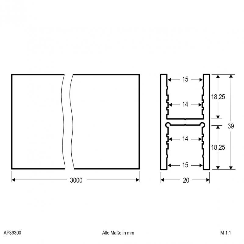 EVN Aluminium H-Profil (doppel U) für LED-Strips APH39300