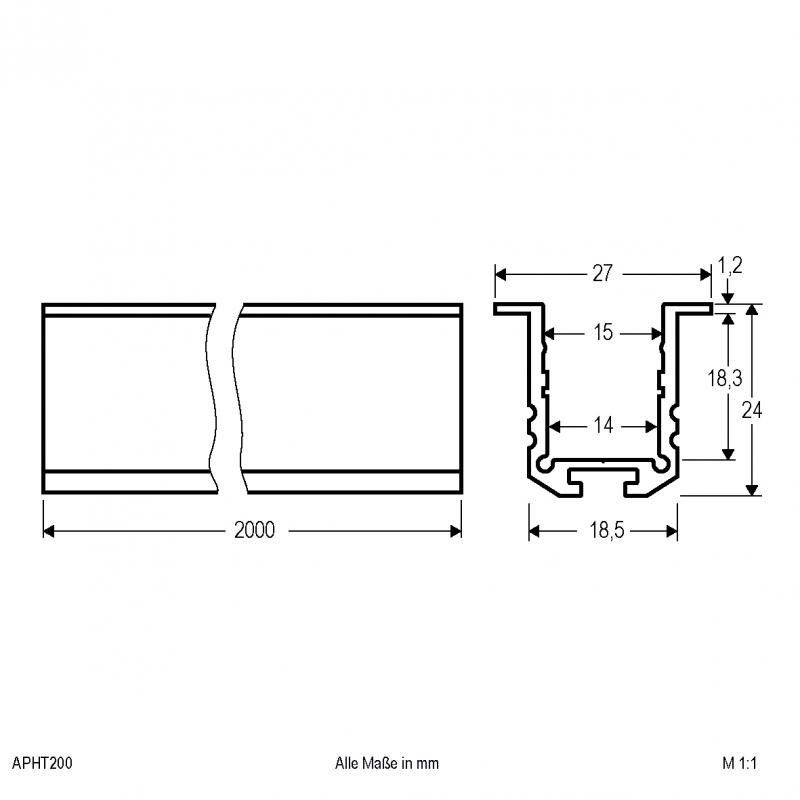 EVN Aluminium T-Profil (hoch) für LED-Strips APHT200