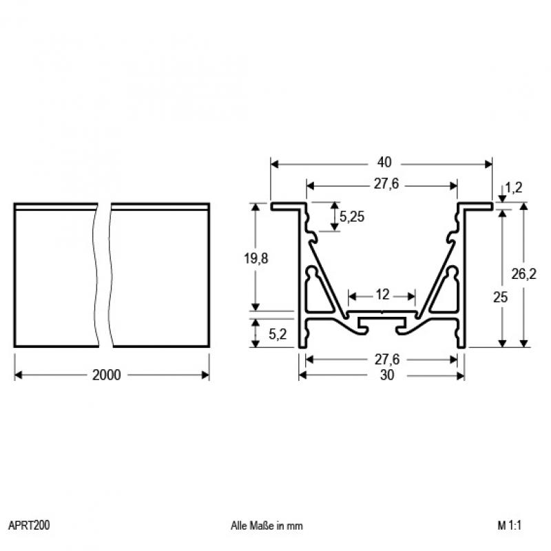 EVN Aluminium T-Profil für LED-Strips APRT200