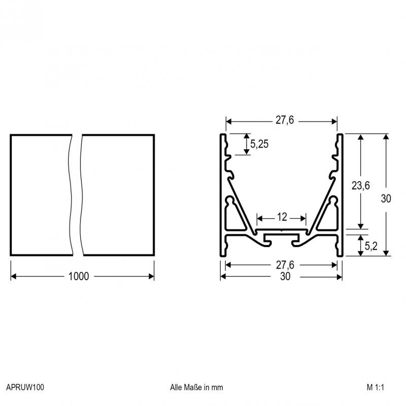 EVN Aluminium Profil für LED-Strips APRUW100