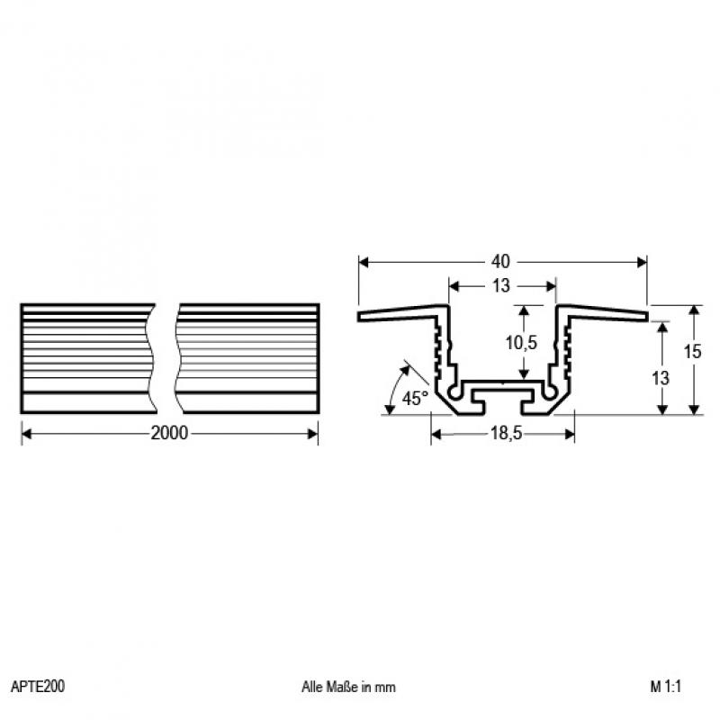EVN Aluminium T-/Eck-Profil für LED-Strips APTE200