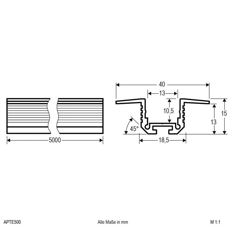 EVN Aluminium T-/Eck-Profil für LED-Strips APTE500