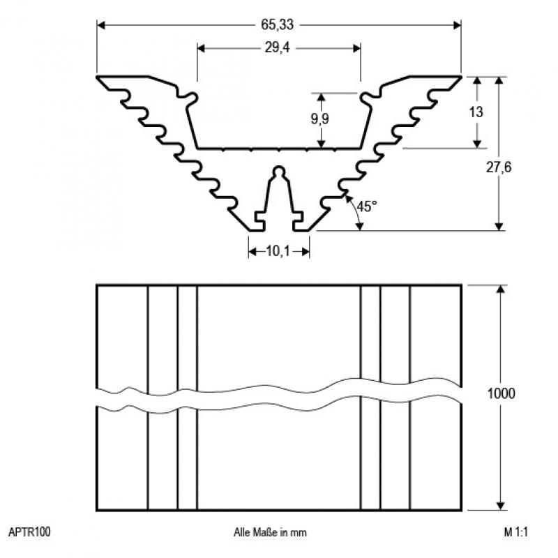 EVN Aluminium Trapez-Profil (massiv) für LED-Strips APTR100