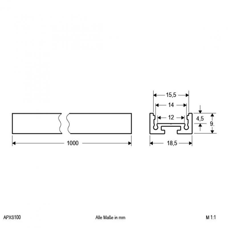 EVN Aluminium U-Profil (extra flach) für LED-Strips APXS100