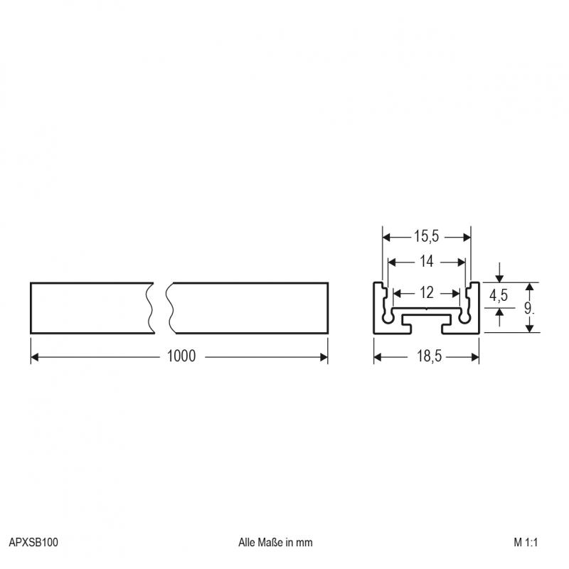 EVN Aluminium U-Profil (extra flach) für LED-Strips APXSB100