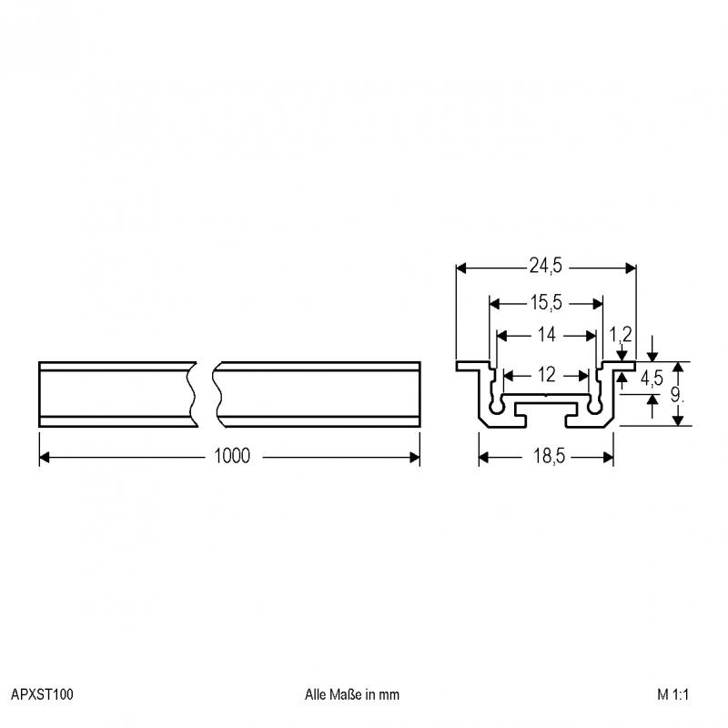 EVN Aluminium T-Profil (extra flach) für LED-Strips APXST100