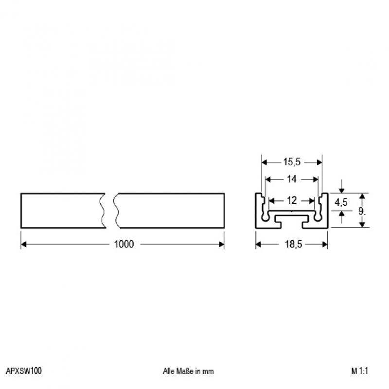 EVN Aluminium U-Profil (extra flach) für LED-Strips APXSW100