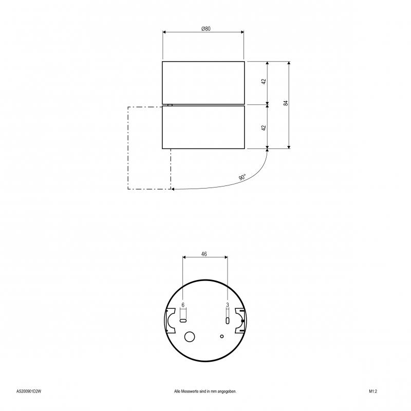 EVN Decken- und Wand Anbauleuchte, IP20 AS200901D2W