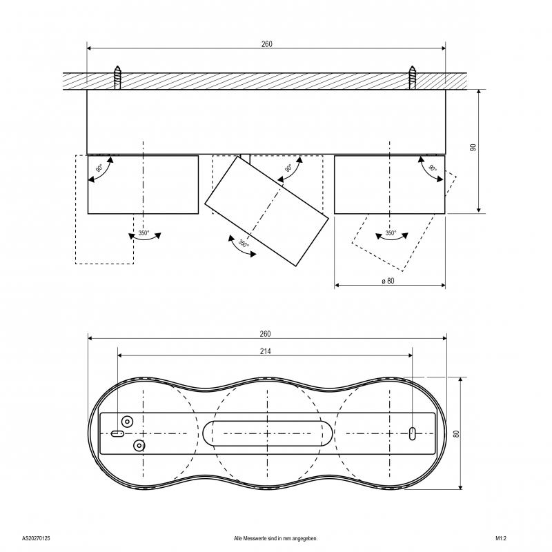 EVN Decken- und Wand Anbauleuchte, IP20 AS20270125