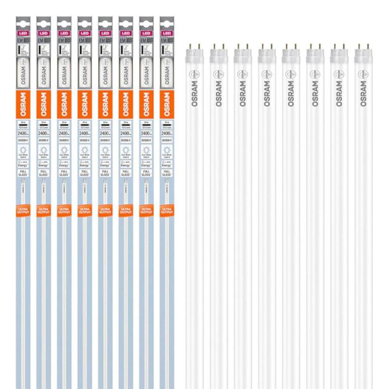 8 x 120cm OSRAM G13/T8 LED-Röhre Ultra Output EM 20W wie 36W 4000K neutralweiß Glas für KVG