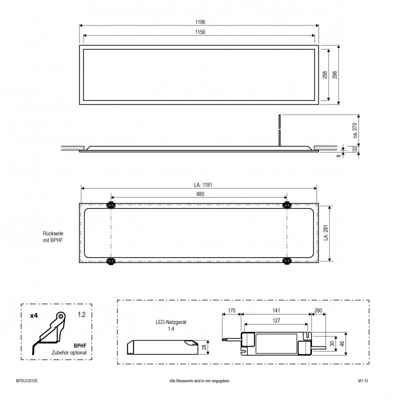 EVN LED Einbaupanel für Rasterdecken BPDU120125
