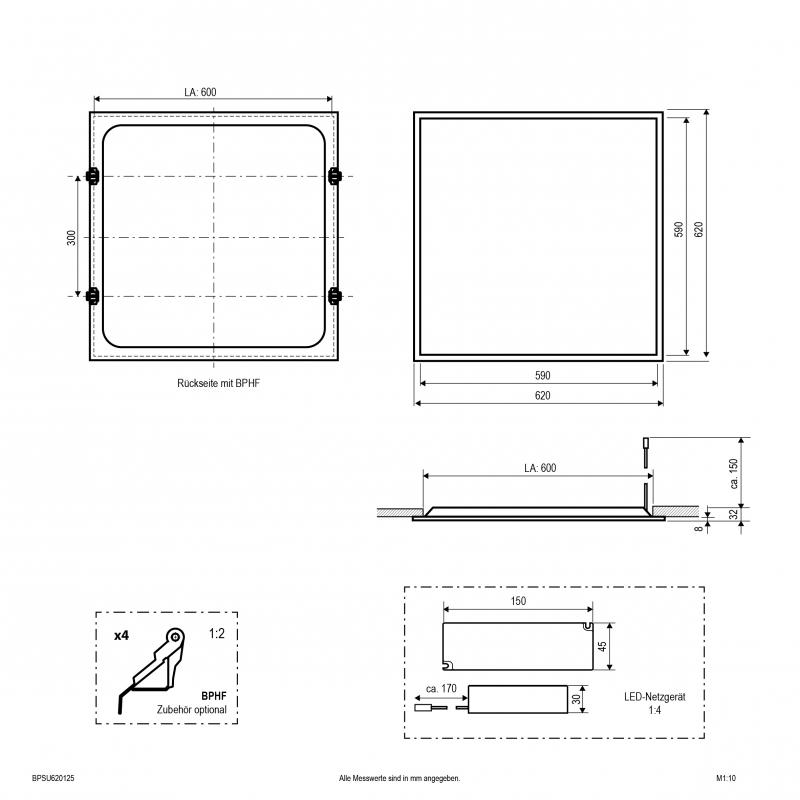 EVN LED Einbaupanel für Rasterdecken BPSU620125
