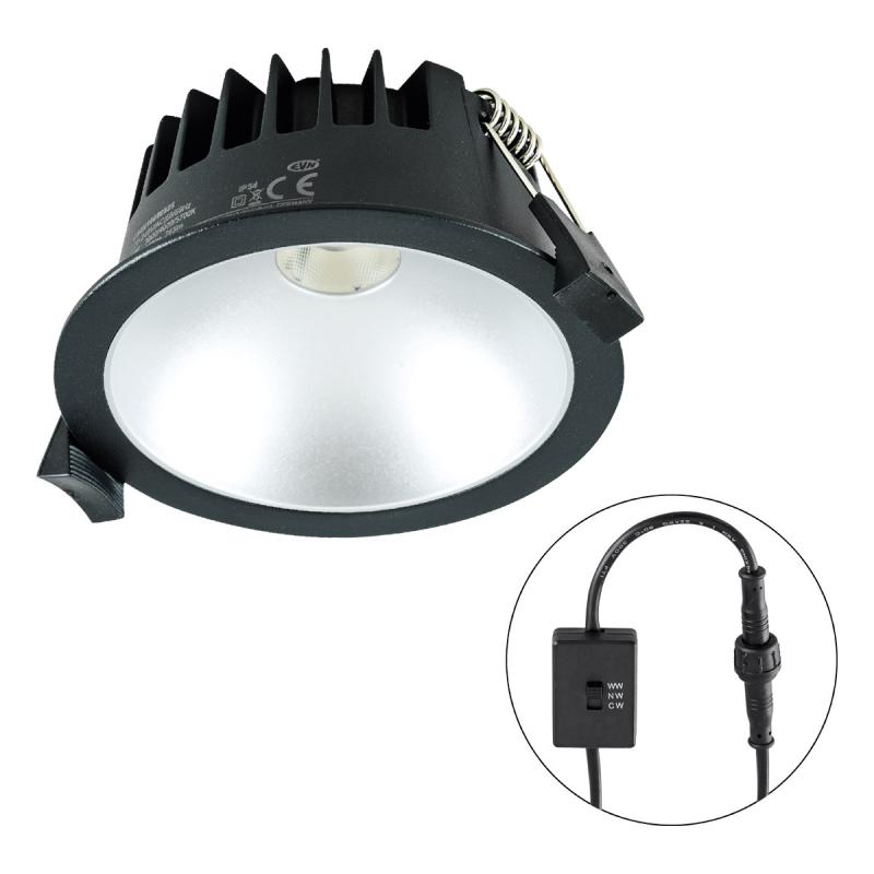 EVN C54N10091425 LED Deckeneinbauleuchte dimmbar 10W 3000K/4000K/5700K 820lm schwarz IP54 Einbaudurchmesser 90 mm