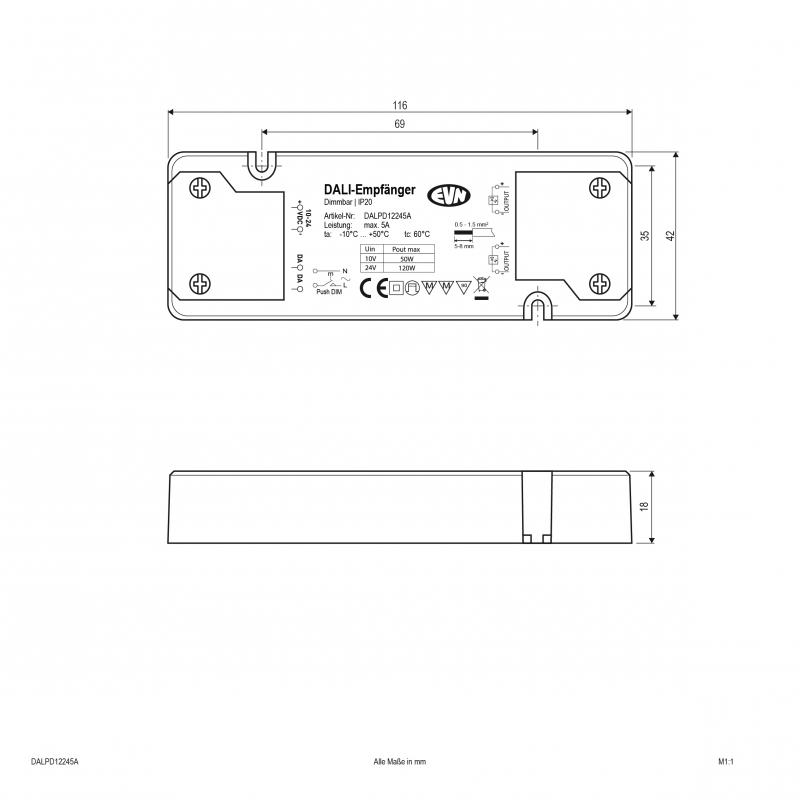 EVN DALI-Dimmer-Empfänger für 12V/DC und 24V/DC DALPD12245A