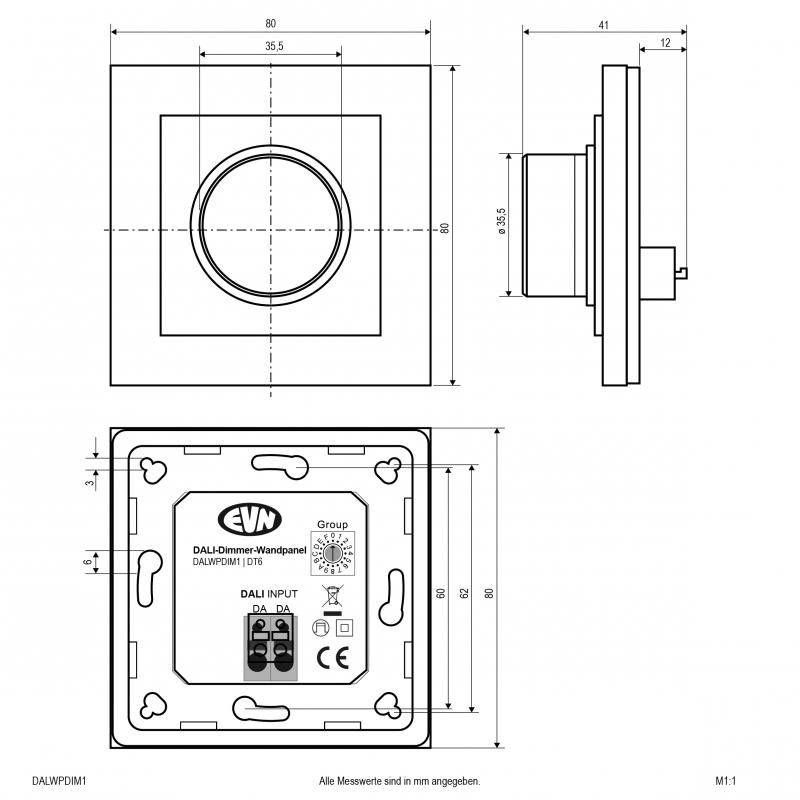 EVN DALI Druck-Dreh-Dimmer Wandpanel DALWPDIM1