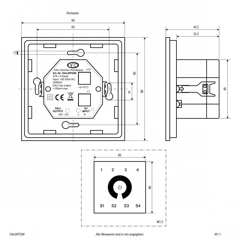 EVN DALI Dimmer-Wandpanel, weiß DALWPDIM