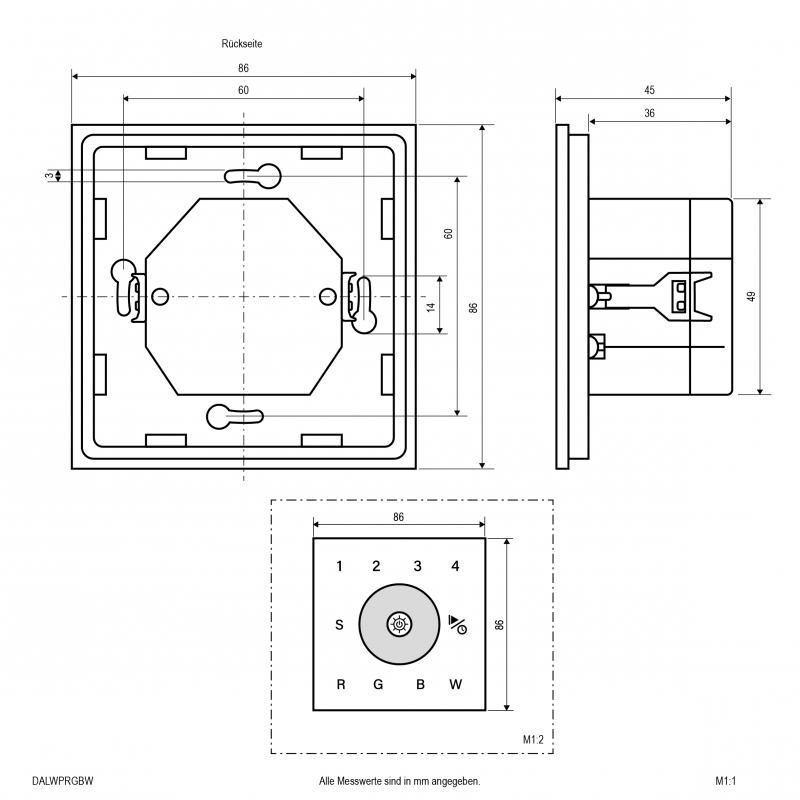 EVN DALI Wand-Control-Panel für RGBW, weiß DALWPRGBW