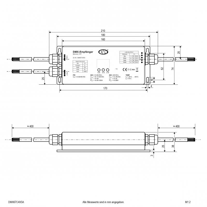 EVN DMX-Controller für 12-48V/DC DMX67C4X5A