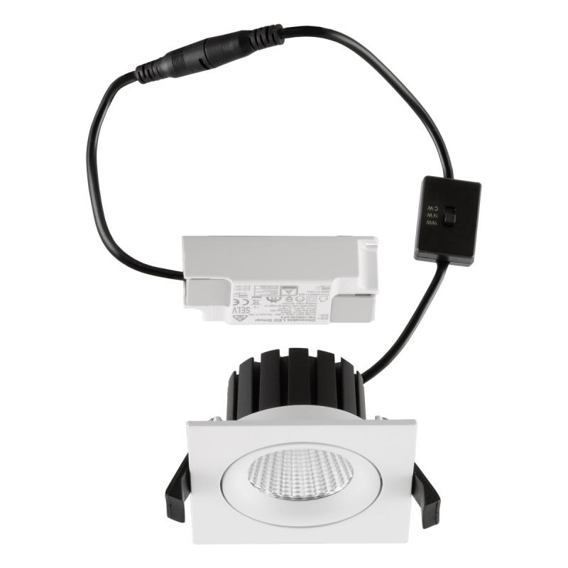 EVN DQ54100125 QUADRI LED Deckeneinbauleuchte quadratisch 10W 3000K/4000K/5000K weiß dimmbar IP54 Einbaudurchmesser 82 mm