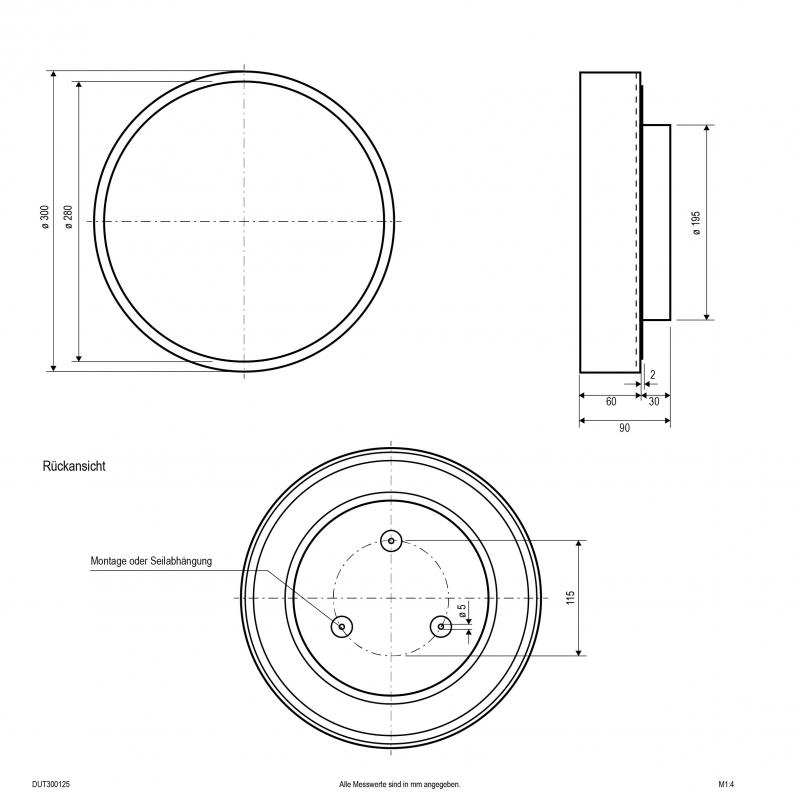 EVN LED Deckenanbauleuchte mit CCT Switch DUT300125