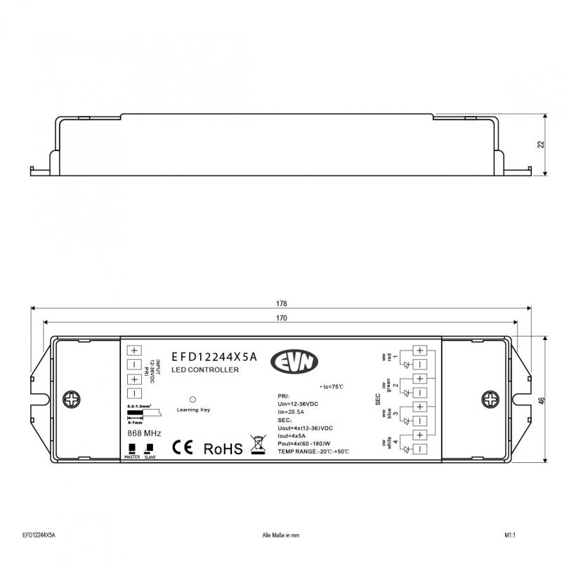 EVN LED Funk-Multicolor-Empfänger EFD12244X5A