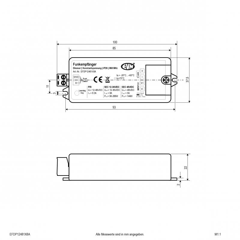EVN LED Funk-Dimmer-Empfänger EFDP12481X8A