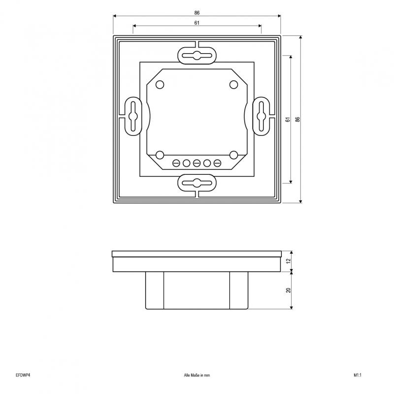 EVN Funk-Dimmer-Wandpanel mit Touch-Bedienfeld EFDWP4