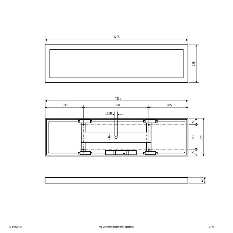 EVN EPSU120125 LED Deckenanbaupanel rechteckig 1225x325 mm 23–40W 3000/4000K IP40