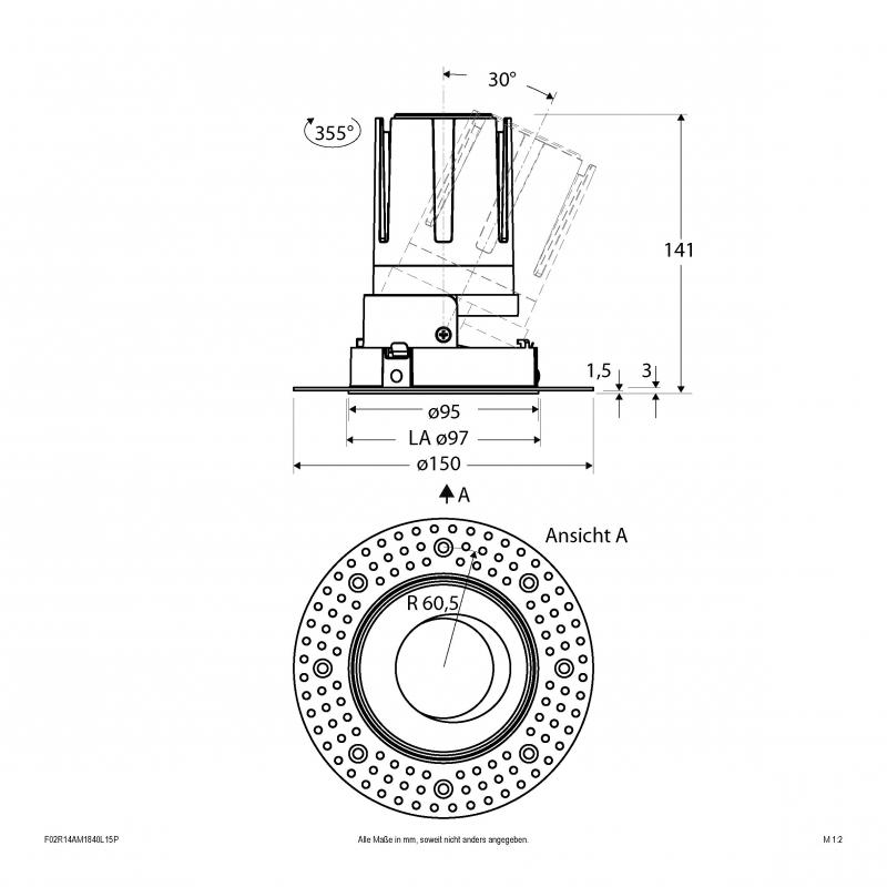 EVN Modulare LED Einbauleuchte F02R14AM1840L15P