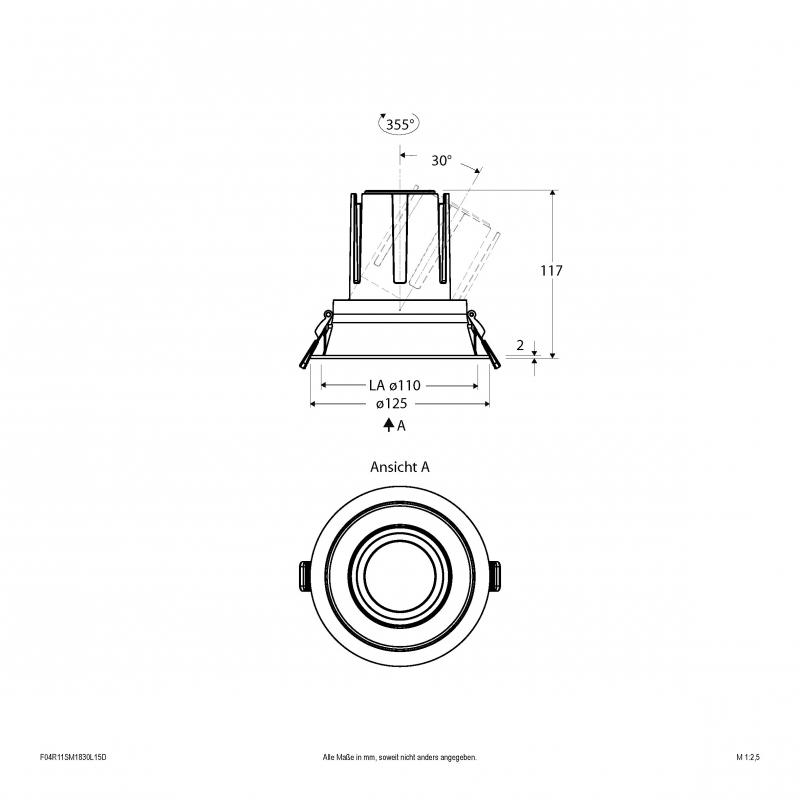 EVN Modulare LED Einbauleuchte F04R11SM1830L15D