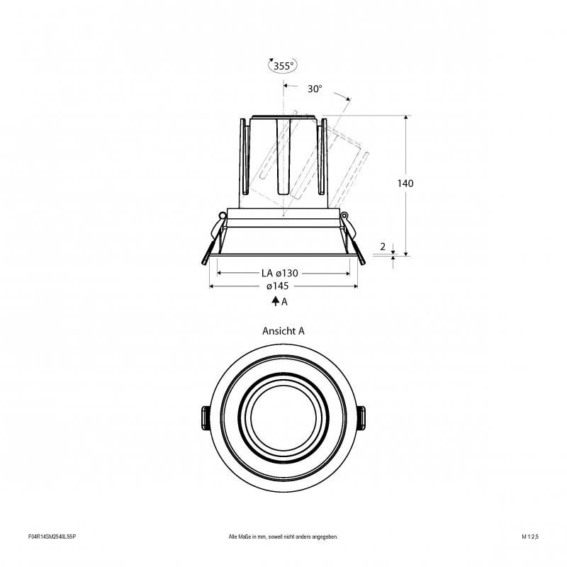 EVN Modulare LED Einbauleuchte F04R14SM2540L55P