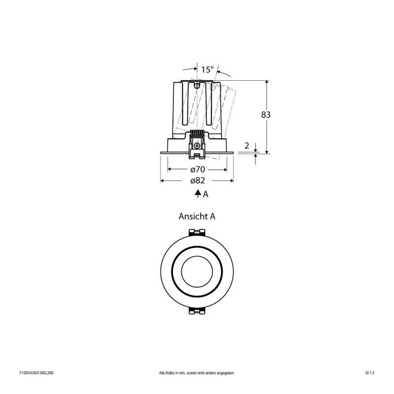 EVN F10RXXXM1340L24D COB-LED Deckeneinbauleuchte rund 13 W 4000 K Neutralweiß 1752 lm DALI DALI-2 dimmbar Einbaudurchmesser 70 mm