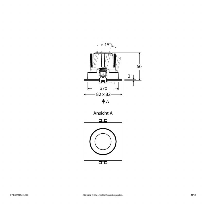 F11RXXXM0640L24D COB-LED Deckeneinbauleuchte 6 W 4000 K Neutralweiß 809 lm 24° DALI Einbaudurchmesser 70 mm