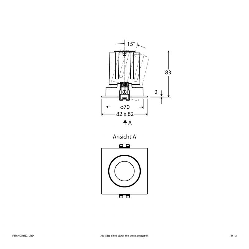 EVN F11RXXXM1327L15D COB-LED Deckeneinbauleuchte 13 W 2700 K Warmweiß DALI-2 1635 lm 15° schwenkbar Einbaudurchmesser 70 mm