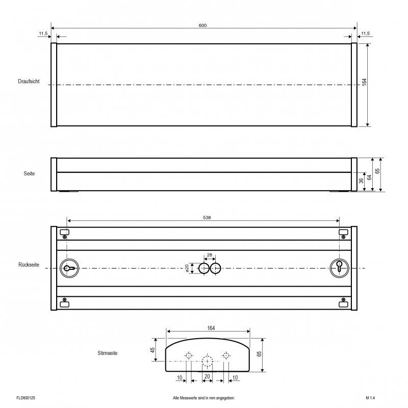 EVN FLD600125 LED Anbaupanel 600x164 mm IP54 DALI-2 2600–2800 lm 3000/4000 K 105°