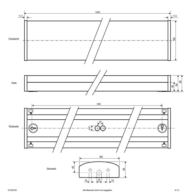 EVN FLS120125 LED Anbaupanel rechteckig 1200x164 mm 35W 3000/4000K IP54 105° Multilumen