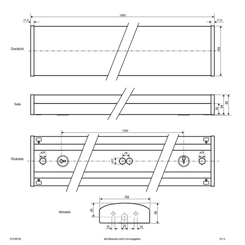 EVN FLS150125 LED Anbaupanel rechteckig 1500x164 mm 45W 3000/4000K IP54 105° Multilumen