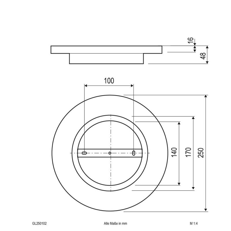 Flache EVN Gips-Wandleuchte rund inidivduell gestaltbar IP20 3000K 9.5W 635lm