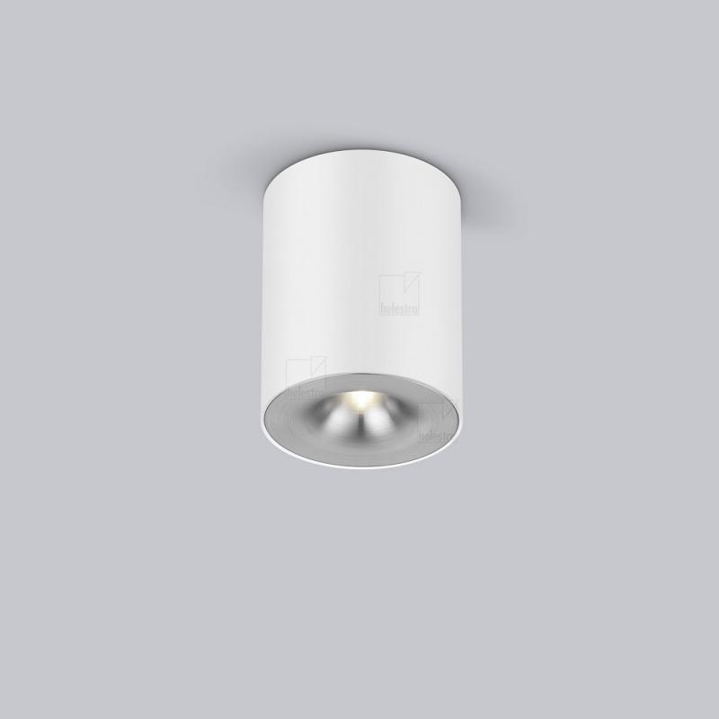 Helestra Runder LED Deckenstrahler NIO dimmbar in mattweiß  Blende aluminium eloxiert