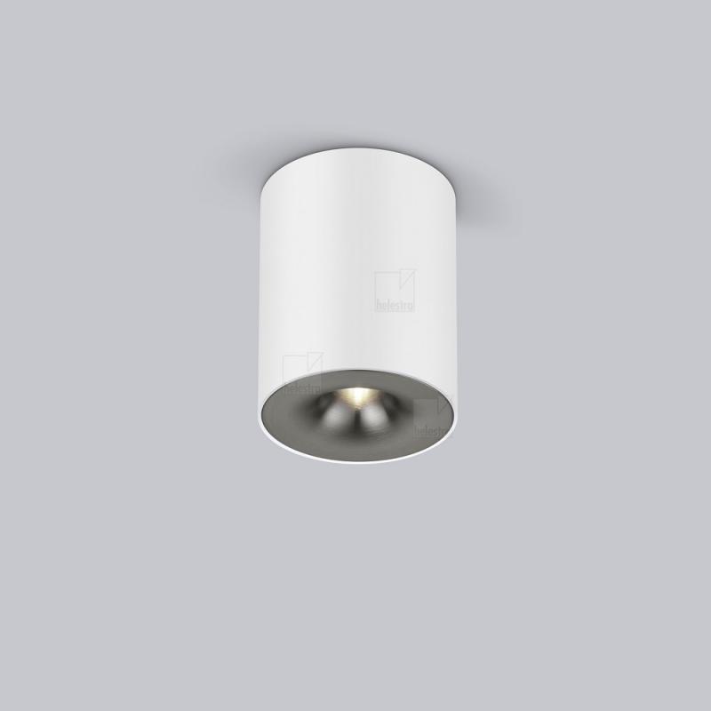 Helestra Runder LED Deckenstrahler NIO dimmbar in mattweiß Blende titangrau eloxiert