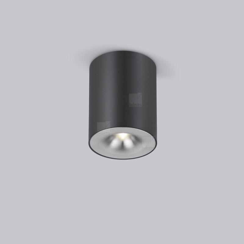 Helestra Runder LED Deckenstrahler NIO dimmbar in mattschwarz Aluminium + Blende aluminium eloxiert