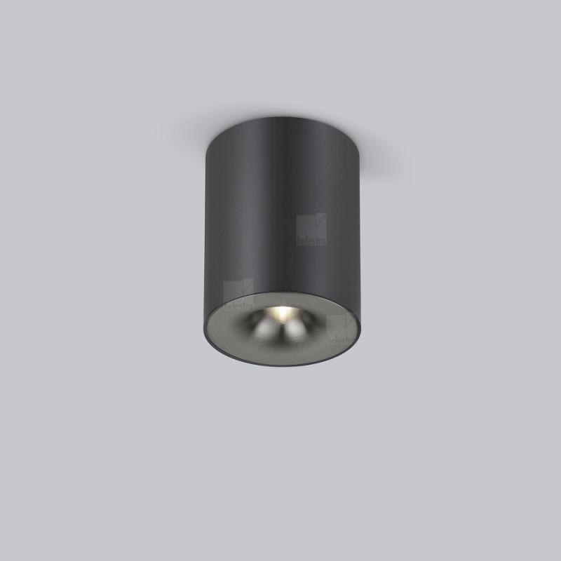 Helestra Runder LED Deckenstrahler NIO dimmbar in mattschwarz Aluminium + Blende titangrau eloxiert