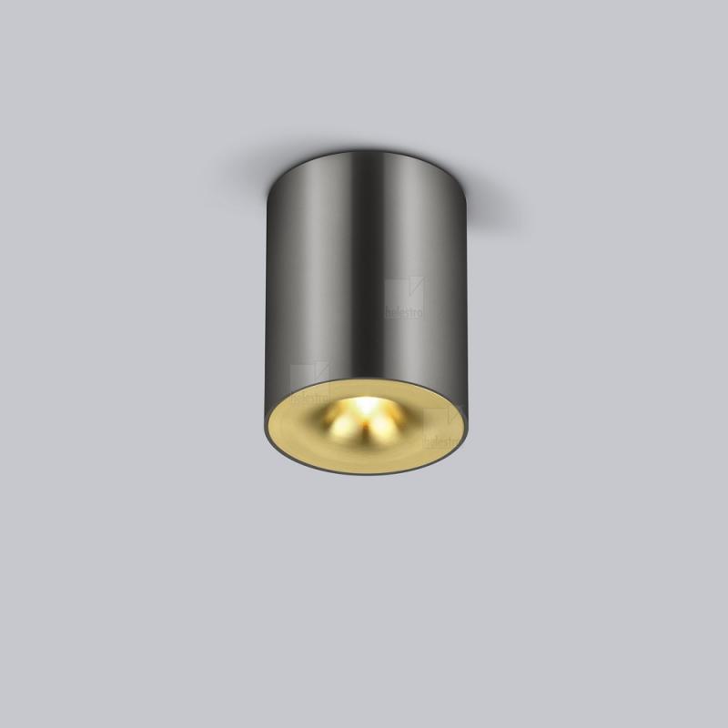 Helestra Runder LED Deckenstrahler NIO dimmbar titangrau eloxiert-gold, Aluminium + Blende mattgold