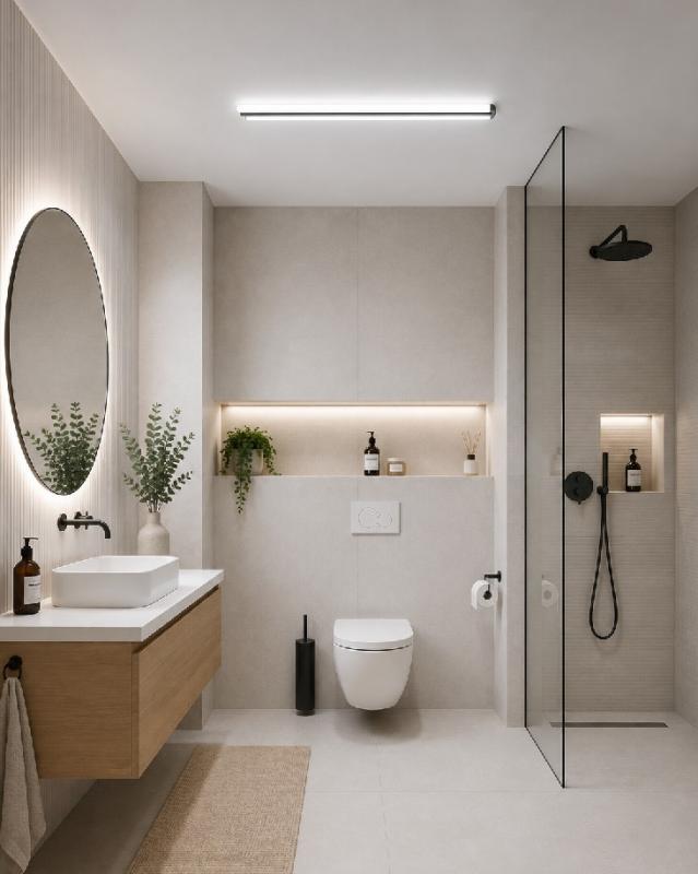 Helestra LOOM LED Wand- und Deckenleuchte 90 cm 36W 3000–4000K IP44 Mattschwarz
