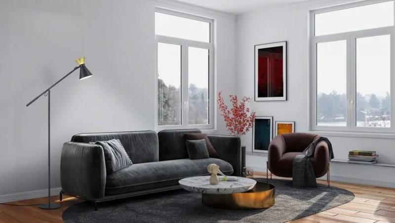 Helestra Stehleuchte LUK aus Aluminium in schwarz-gold dimmbar