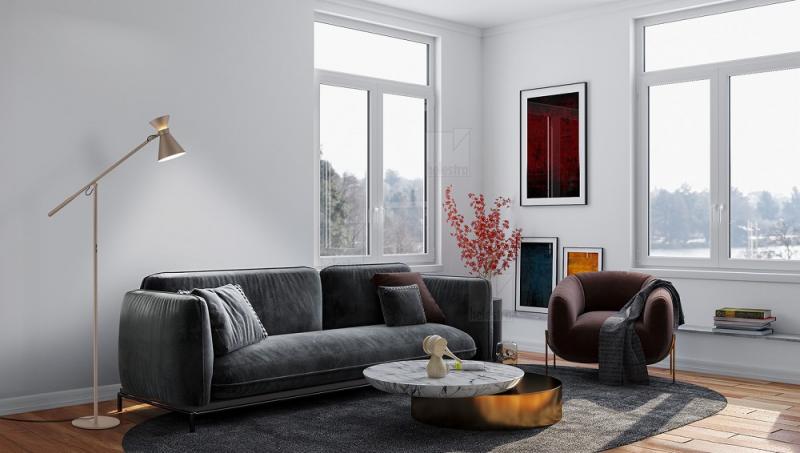 Helestra Stehleuchte LUK aus Aluminium in coffee dimmbar